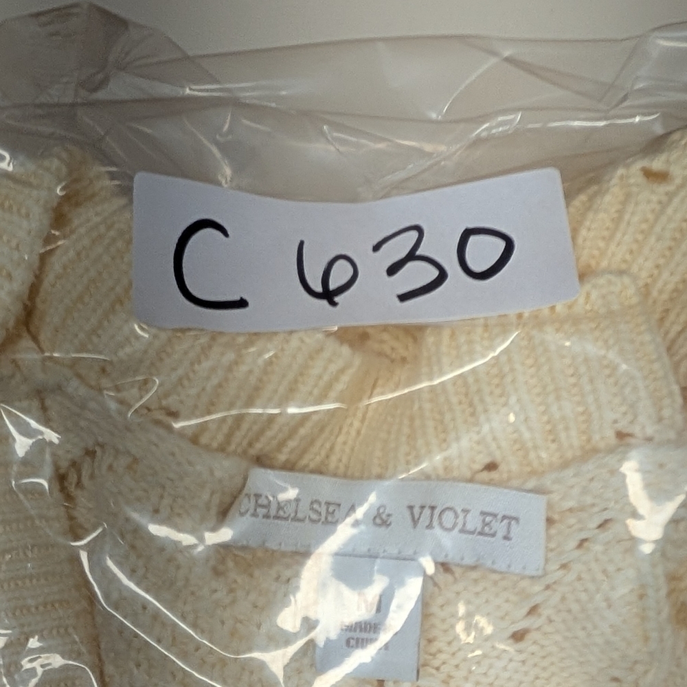 CHELSEA & VIOLET Pointelle Knit Floral Embroidered Button Front Cardigan Sweater - Picture 12 of 12